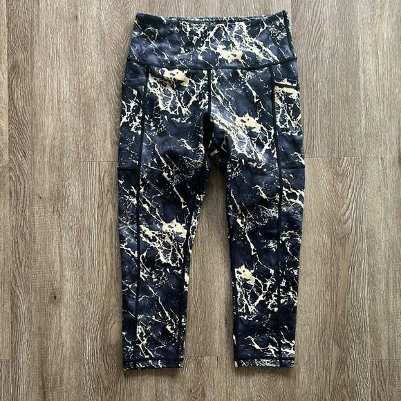 CVG Constantly Varied Gear Gold Marble Capri Leggings - Picture 1 of 4